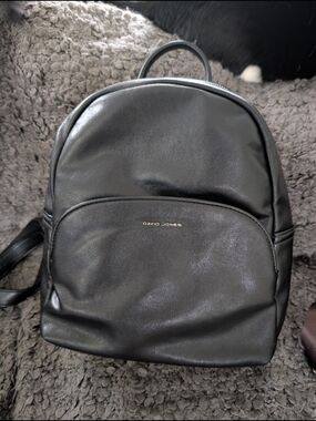 david jones black leather backpack - Women's Small Fashion City - Girl's Shoulder Bag Nylon Soft PU - Mini Multi-Pocket School Bag Zip Closure - Fashion Backpack Modern Trendy Designer David Jones Backpack  DDhandbags